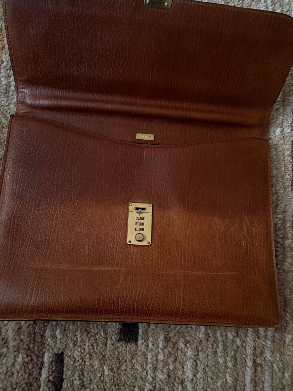 Bally Tan Leather Top-Handle Briefcase with Gold Hardware - Picture 5 of 8